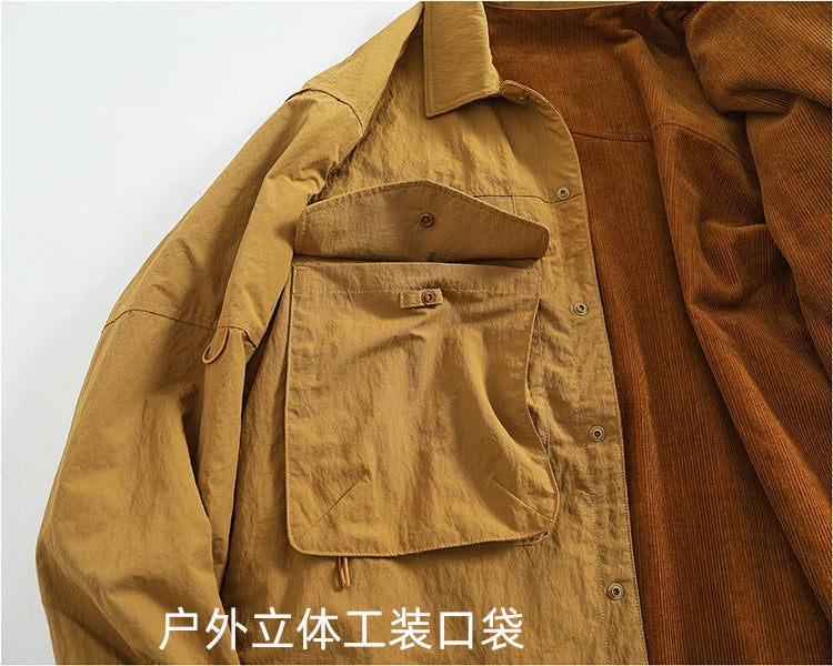 Veste Cargo Réversible Homme A+B – Poches Multiples Casual Américain Automne Hiver