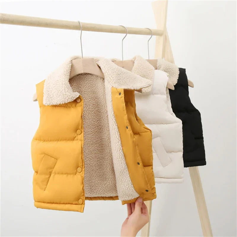 Gilet Sans Manches Enfant À Capuche – Imprimé Cartoon Chaud Automne Hiver 7-13 Ans
