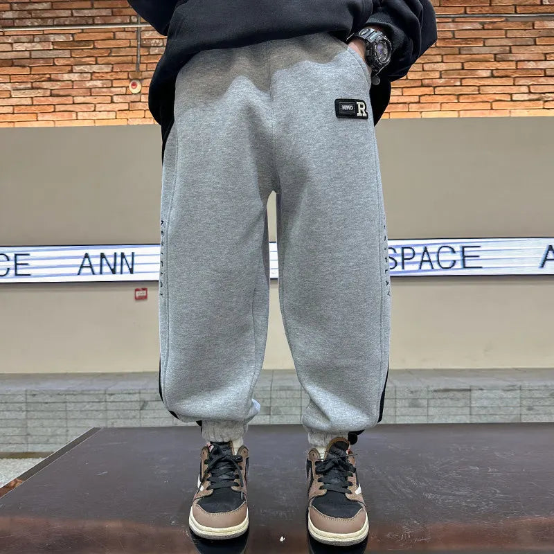 Velvet Pants Kids Children Sports Pants Winter Boys Long Cotton School Thick Casual Warm Grey Trousers 5 7 9 11 13 14 Years Old