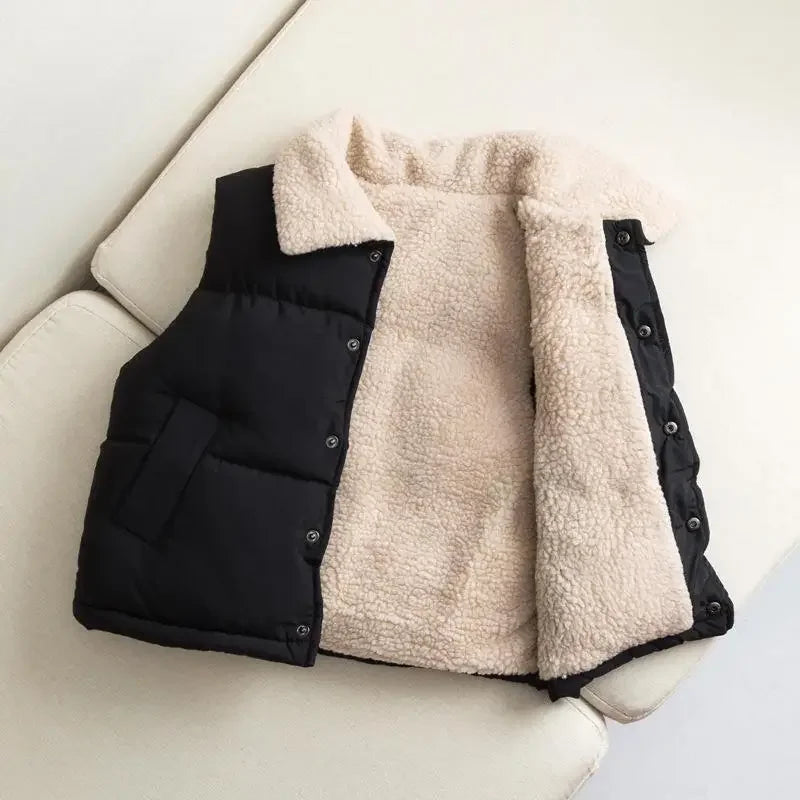 Gilet Sans Manches Enfant À Capuche – Imprimé Cartoon Chaud Automne Hiver 7-13 Ans