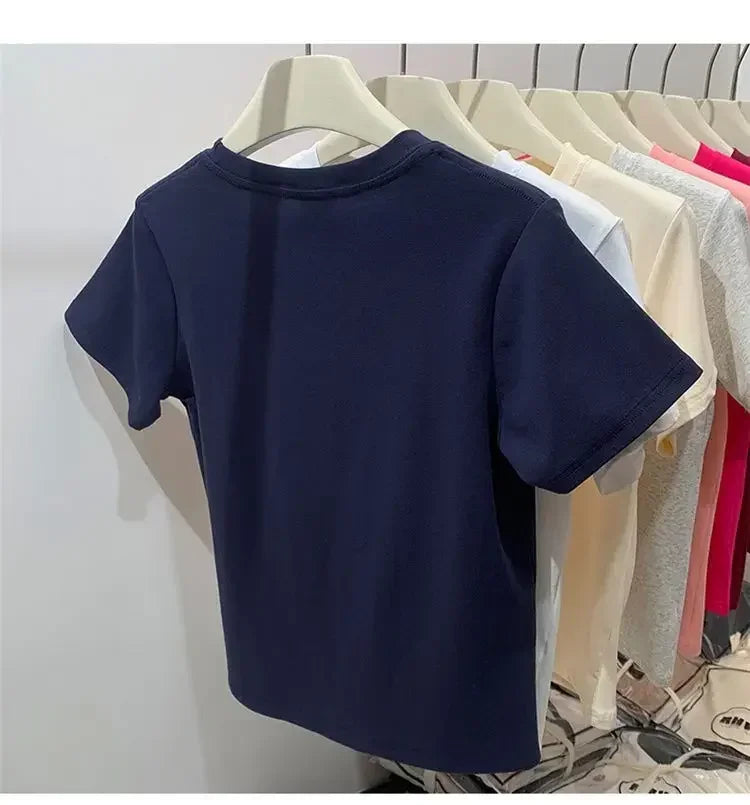 Summer Plus Size T Shirts for Women High Quality Solid Casual Female Korean Streetwear Tees Unisex Basic Solid Young Cool Tops