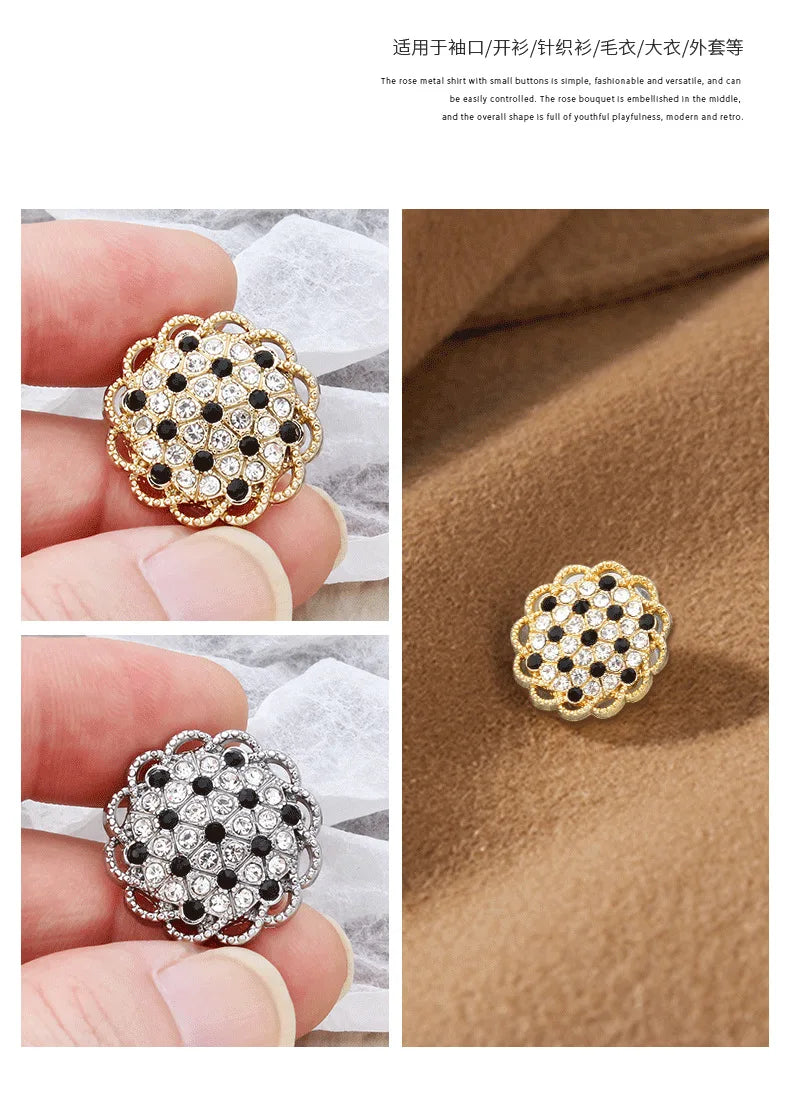 Boutons Strass Cristal DIY – Lot 6 Pcs Couture Robe Manteau Décoration