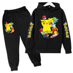 New Children's Sports Outfit Set-Hooded Jacket+long Pants with Cartoon Patterns Casual Loose Fit Suitable Boys Girls Aged3to13
