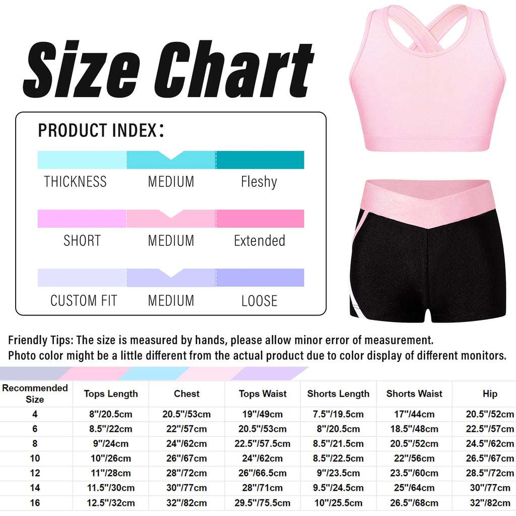 Children's Clothing Girls Ballet Dance Suits Crop Top + Shorts Sports Sets for Running Gym Workout Outfit 8 10 14 16 Kids Sets