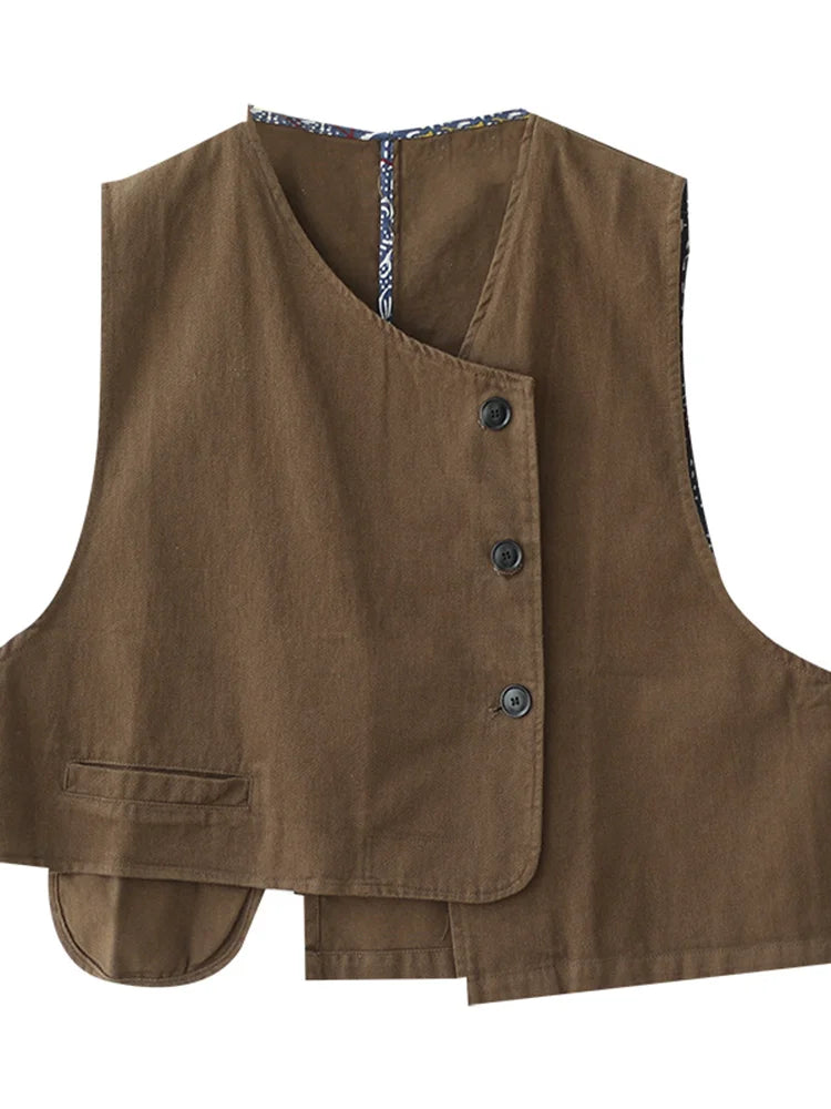 Veste Femme Style Japonais Vintage – Col V Bouton