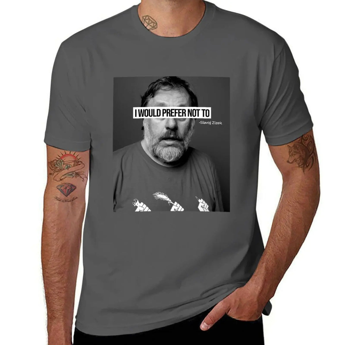 T-shirt Slavoj Žižek « I Would Prefer Not To » – Streetwear graphique