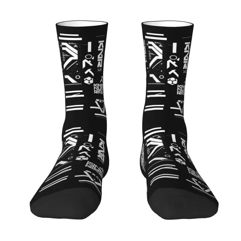 Techwear Men's Crew Socks Unisex Fun Japanese Future Tech Street Wear Style Spring Summer Autumn Winter Dress Socks
