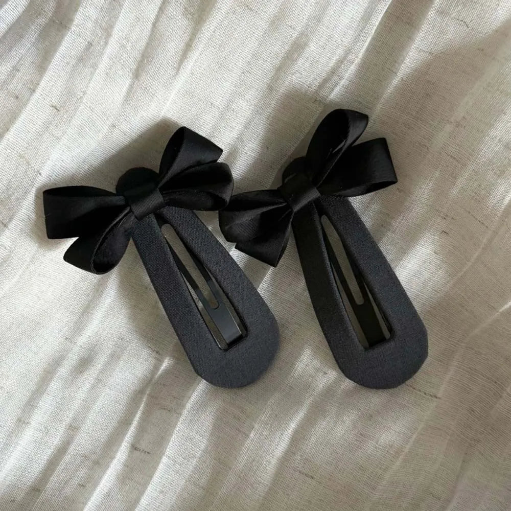 Headwear Polyester Bownot Hair Clip Alloy High-end Plaid Bow Hairpin Elegant Solid Color Korean Barrettes Girls