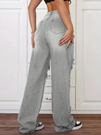 Jean large femme déchiré – Taille haute