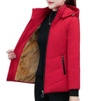 2025 New Women Add Velvet Cotton Jacket Female Winter Fleece Warm Hood Fashion Coat Ladies Down Padded Jackets M- 5XL Coat
