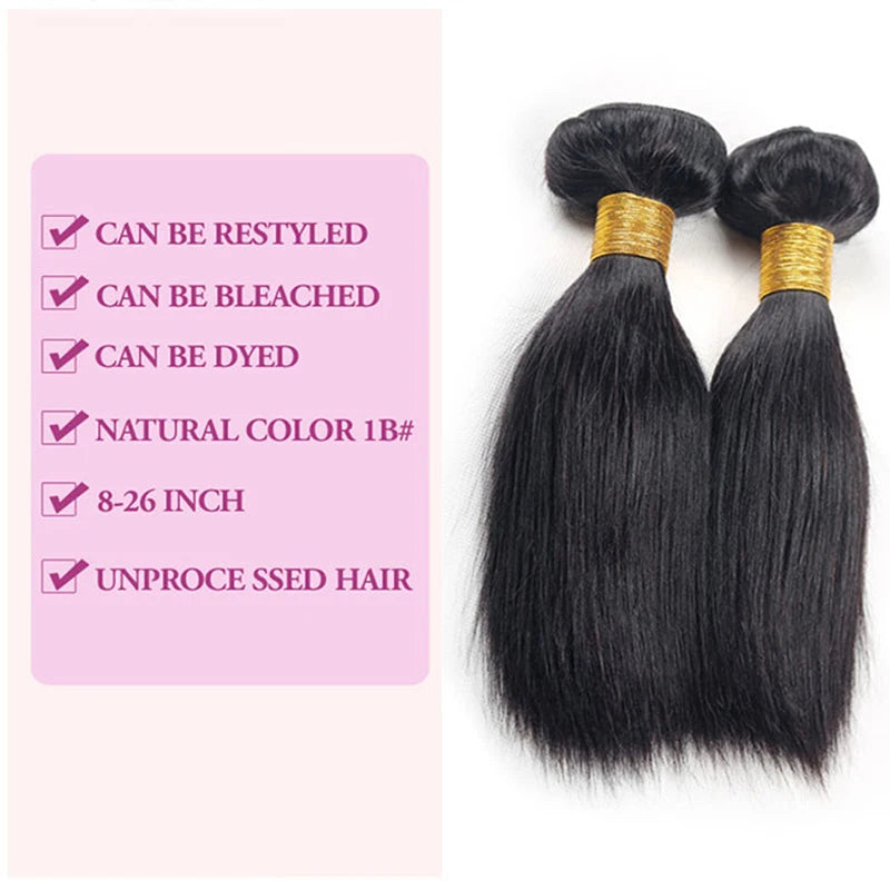 12A Malaysian Straight Bundles With Closure 3 Bundles With Closure Unprocessed Virgin Short Bob Tissage Bouclé Cheveux Humain