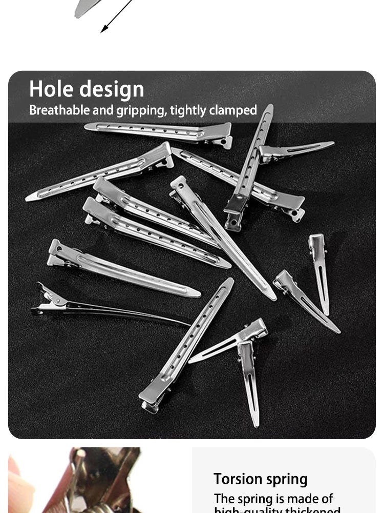Hair Salon Hair Clips Metal Duckbill Crocodile Curling Hair Styling Clips Barber Shop Hair Positioning Clips Women Hair Clips