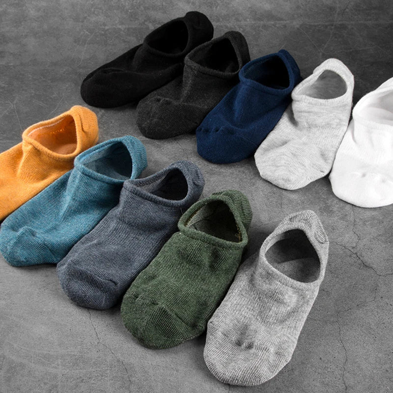 3 Pairs/Lot Plus Size EU47,48 Mens Low Cut Cotton Invisible Socks Silicone Non-slip Summer Autumn Comfort Black White Boat Socks