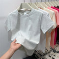 Summer Plus Size T Shirts for Women High Quality Solid Casual Female Korean Streetwear Tees Unisex Basic Solid Young Cool Tops