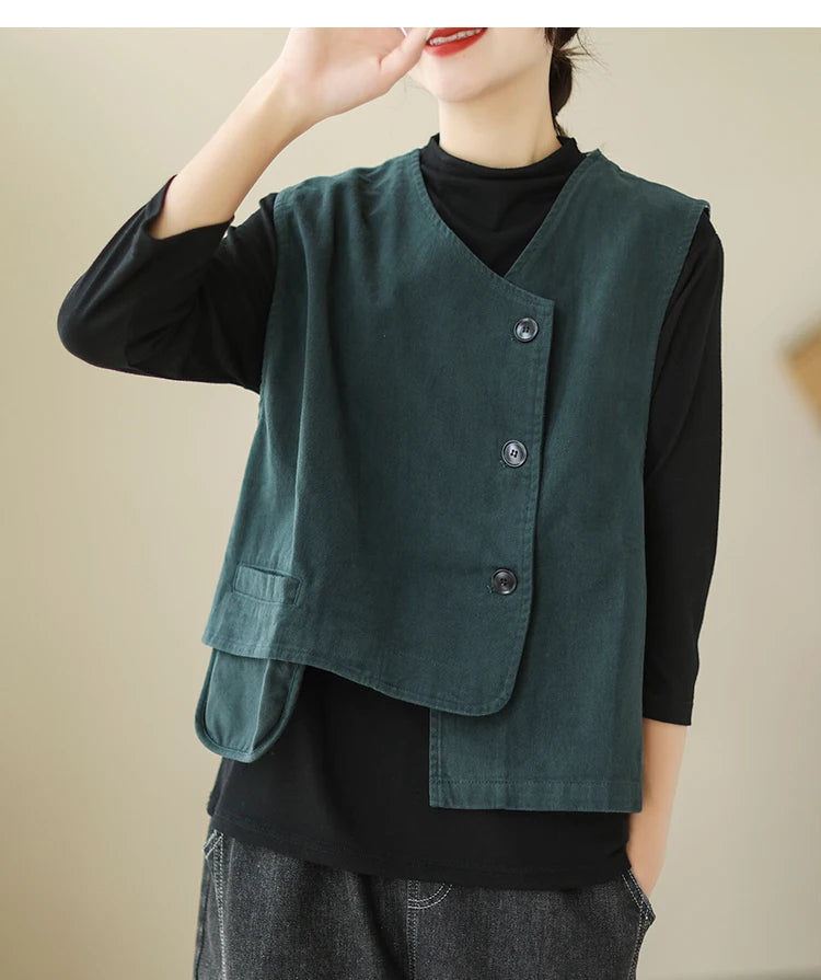 Veste Femme Style Japonais Vintage – Col V Bouton