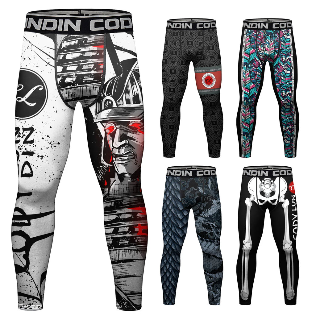 Legging Compression MMA Homme – BJJ Kickboxing Fitness Impression 3D
