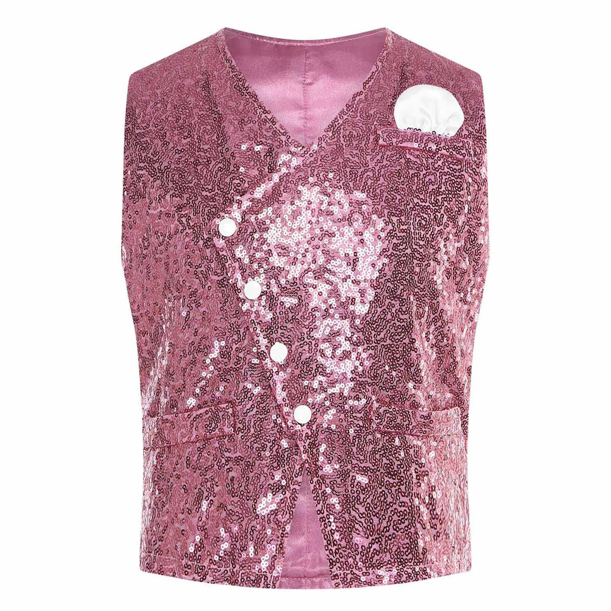 Kids Boys Glittery Sequin Waistcoat Fashion Childs Button-down Vest Tank Top for Birthday Party Prom Dance Wedding Costume Vests
