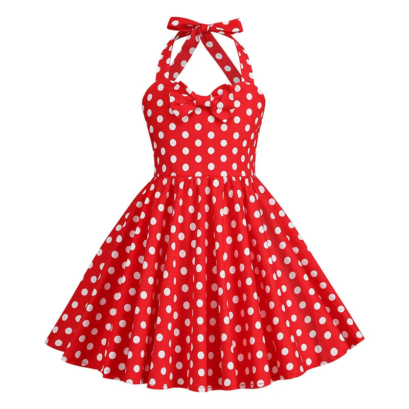 Vintage Dot Dress for Kids Girl Cosplay Party Princess Summer Prom Dress School Performance Clothing Full Pringting Children Dre