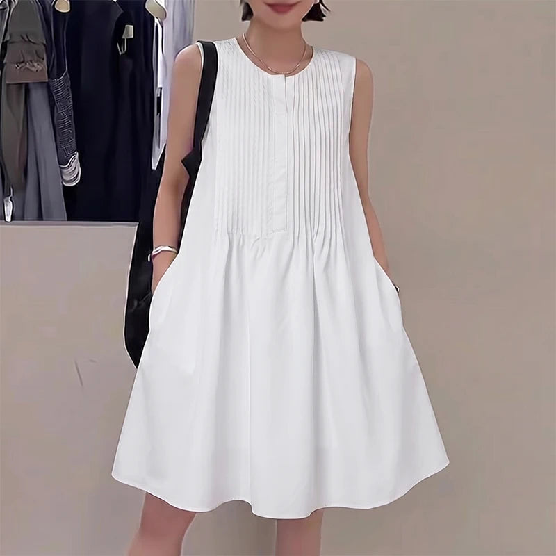 Women Bohemian Dresses Short Robe Solid Color Casual Loose Mini Vestidos 2026 ZANZEA Sleeveless Tank Summer Party Sundress