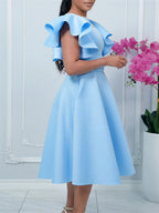 2026 Summer Dresses For Women Ruffle Short Sleeve Maxi Robe Turkey