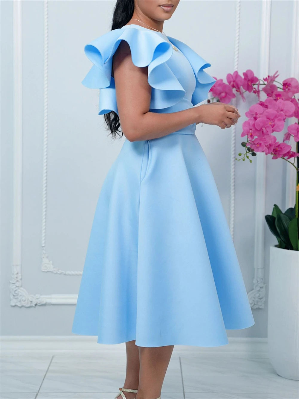 2026 Summer Dresses For Women Ruffle Short Sleeve Maxi Robe Turkey African Clothes Wedding Birthday Prom Party Evening Gowns