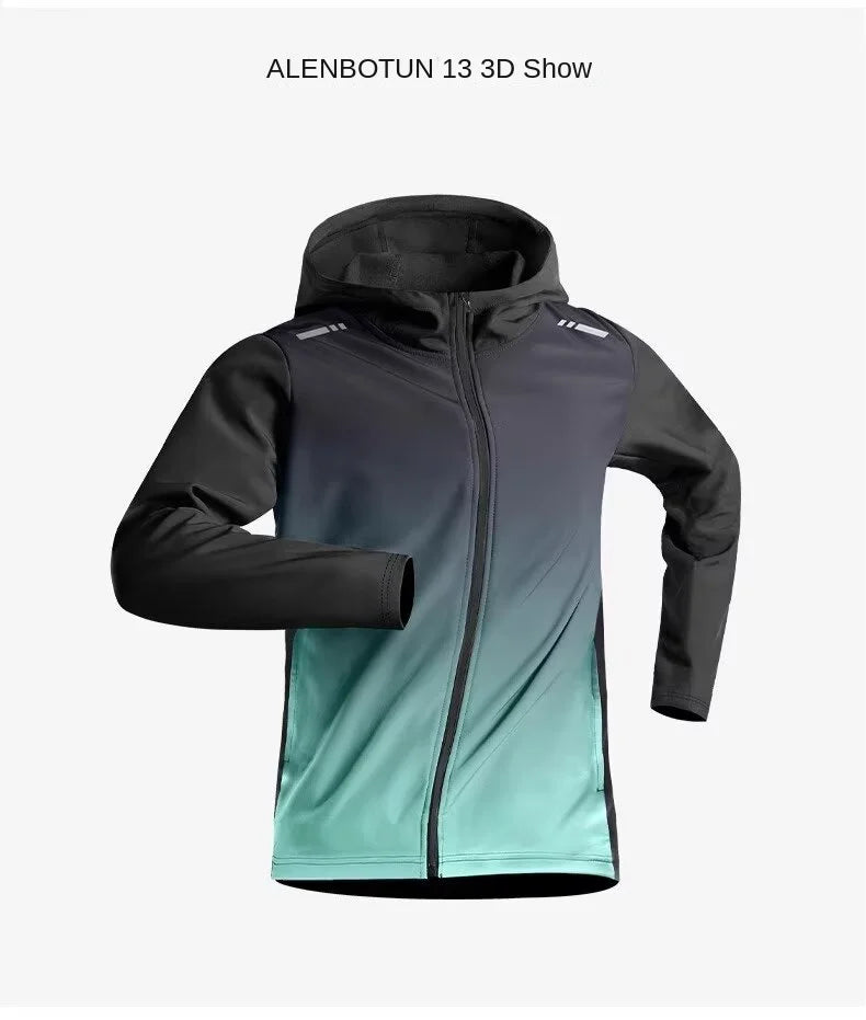 Men's Fall Quick-Dry Running Jacket Sporty Windbreaker Gym Top Professional Morning Run Training Sweatshirt with Fleece Lining a