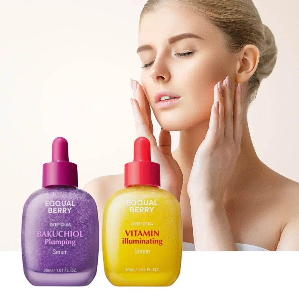 EQQUALBERRY Facial Skin Care VITAMIN Illuminating Serum BAKUCHIOL Plumping Serum Fade Fine Lines Deep Moisturizing Brighten Skin