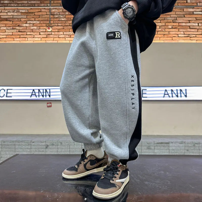 Velvet Pants Kids Children Sports Pants Winter Boys Long Cotton School Thick Casual Warm Grey Trousers 5 7 9 11 13 14 Years Old