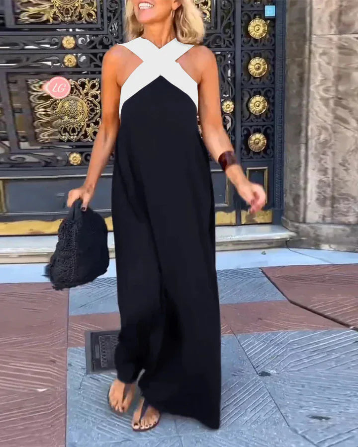 Summer Fashion Dresses For Women Sleeveless Solid Color Square-neck Casual Simple Elegant Suspender Loose Long Dresses 2025 New