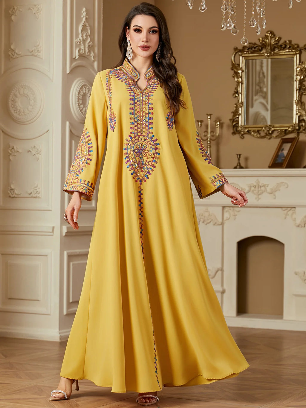 2025 Ramadan Muslim Women Embroidery Long Dress Islam Gulf Jalabiya Morocco Kaftan Turkey Robe Dubai Abaya Eid Djellaba Vestidos