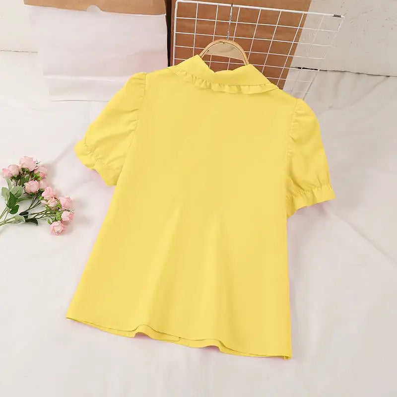 Women Elegant Shirts 2024 VONDA Fashion Summer Short Sleeve Tops Casual Solid Color Shirts Loose Lapel Neck Tunic Blusas Baggy
