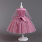 Retro Lace Kids' Dresses Beadding Draped Tulle Party Dress for Girls