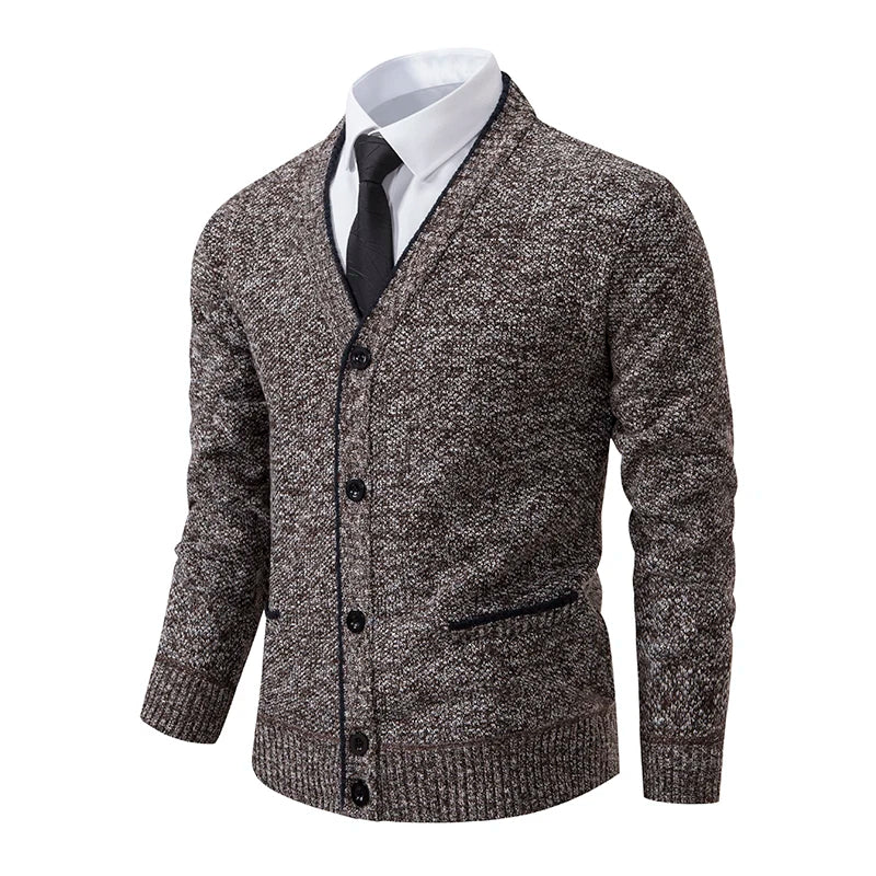 Cardigan Tricot Homme Col V – Pull Casual Chaud Automne Hiver M-4XL