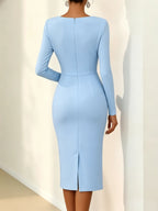 Banquet Dress for Women Elegant Sweet 3D Flower Ruched Bodycon Midi