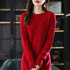 Robe longue femme en maille – Coupe droite et manches longues