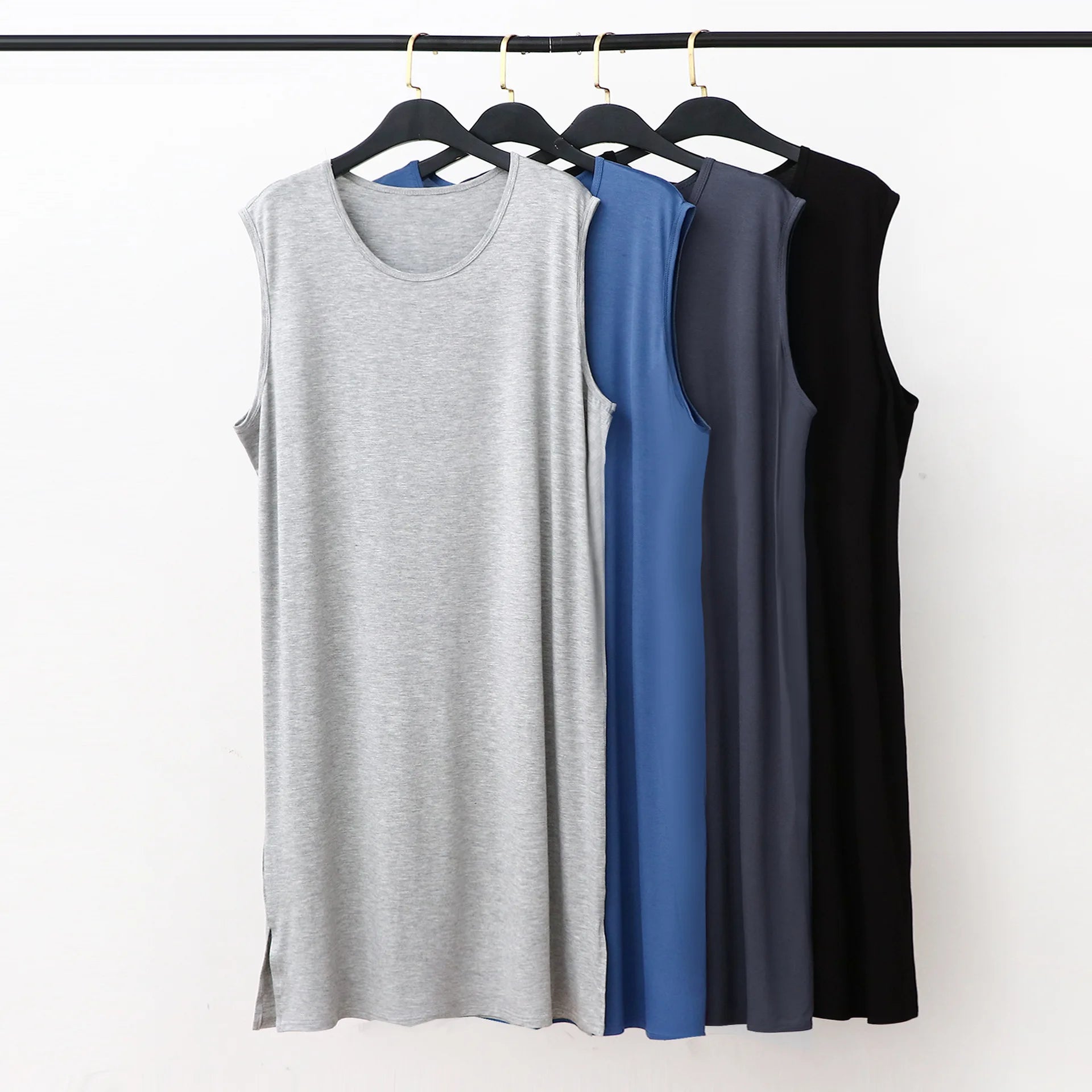 Men's Sleepwear Vest Long Dress Comfortable Home Clothes Bathrobe Sexy Nightwear Spring Summer Autumn Winter Youth Pajamas ﻿