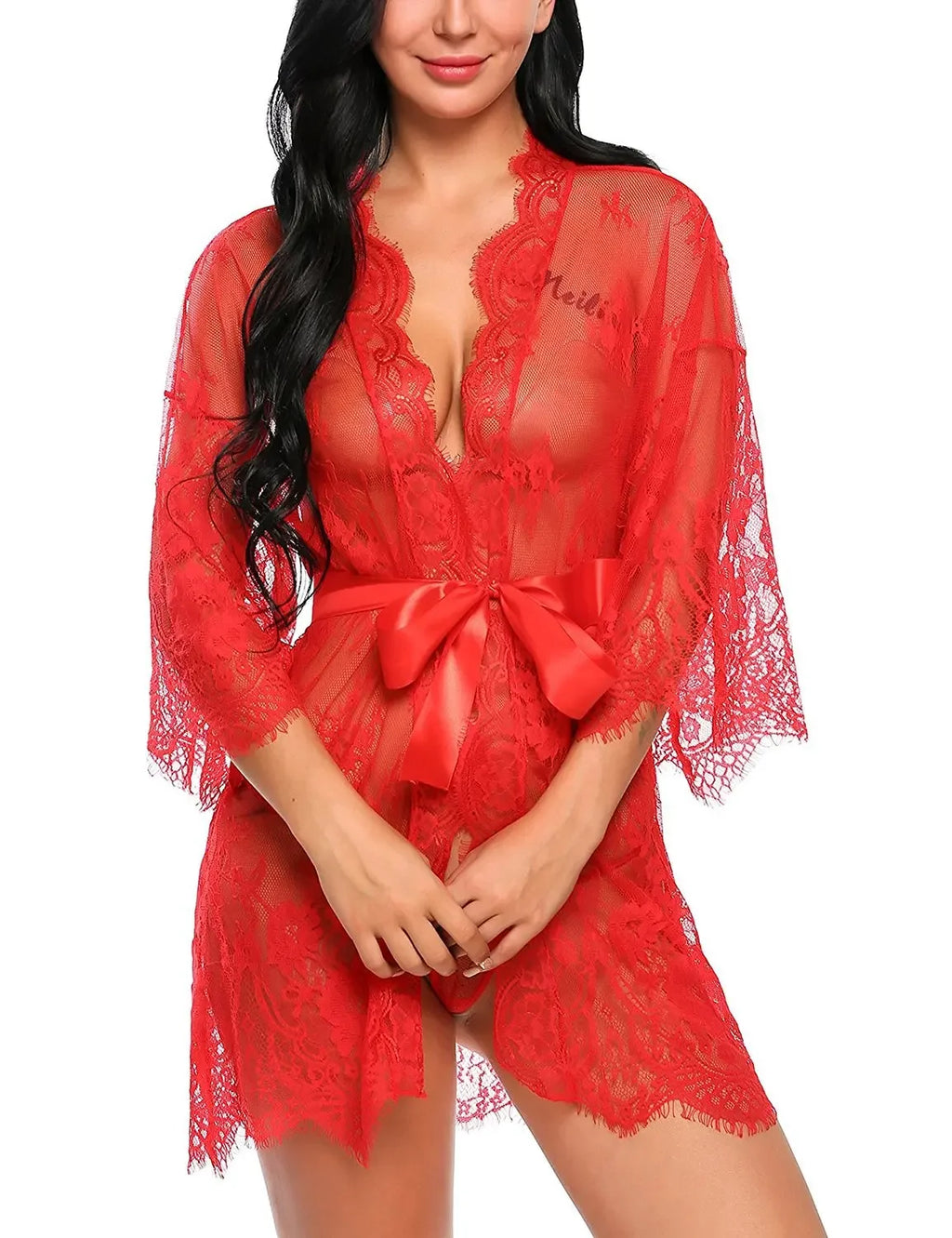 Kimono Dentelle Transparent Femme