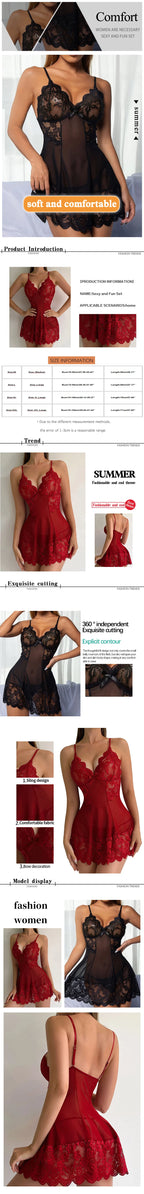 Women's Plus Size Lace Tight Fitting Clothes Sexy Transparent Pajamas