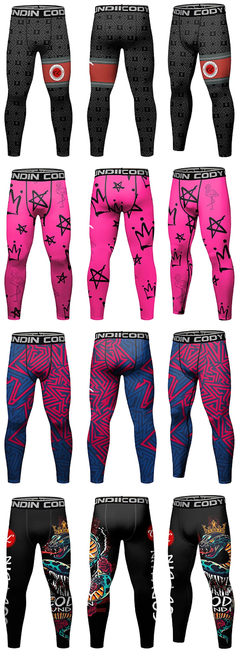 Legging Compression MMA Homme – BJJ Kickboxing Fitness Impression 3D