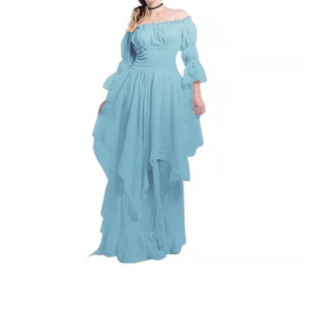 Vintage Medieval Dress Victorian Renaissance Gothic Women Cosplay Halloween Costume Prom Ruffle Princess Gown Plus Size 5XL
