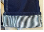 Jean large femme bleu foncé – Revers rayés