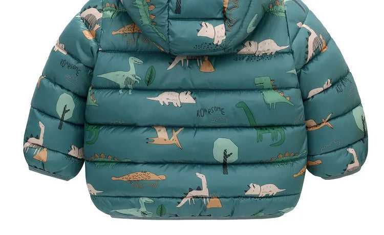 Doudoune Enfant Dinosaure À Capuche – Chaude Hiver 1-6 Ans Unisexe