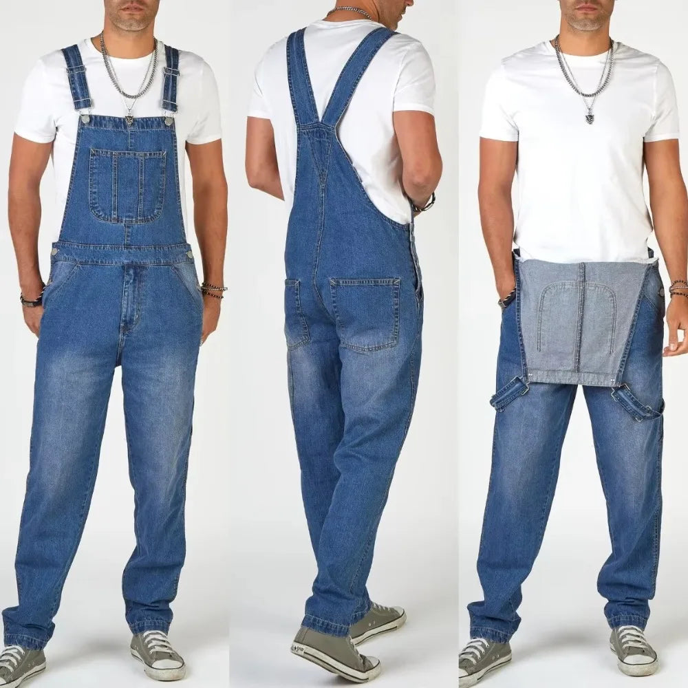 Salopette en jean homme – Coupe droite streetwear bleu clair