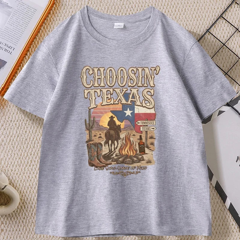 Vintage Country Music Merch T-shirt for Men Women Retro Western Cowboy T Shirt Soft Breathable Round Neck Tees Unisex Clothes