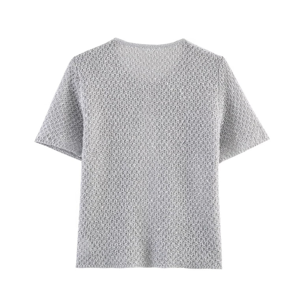 Women's Clothing 2025 New Style European And American Fashion Simple Pearl Decoration Knitted Top Knitted Vest