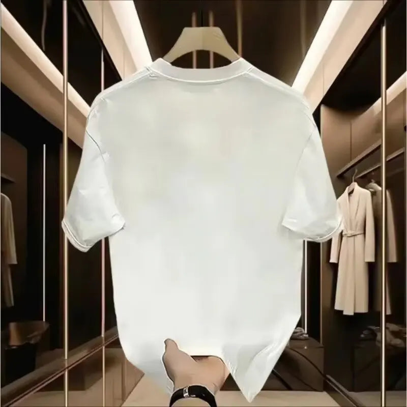 [High-quality Men's Clothing] Cotton Short-sleeved T-shirt Versatile Loose Minimalist Printing Creative Design Trendy Brand Top