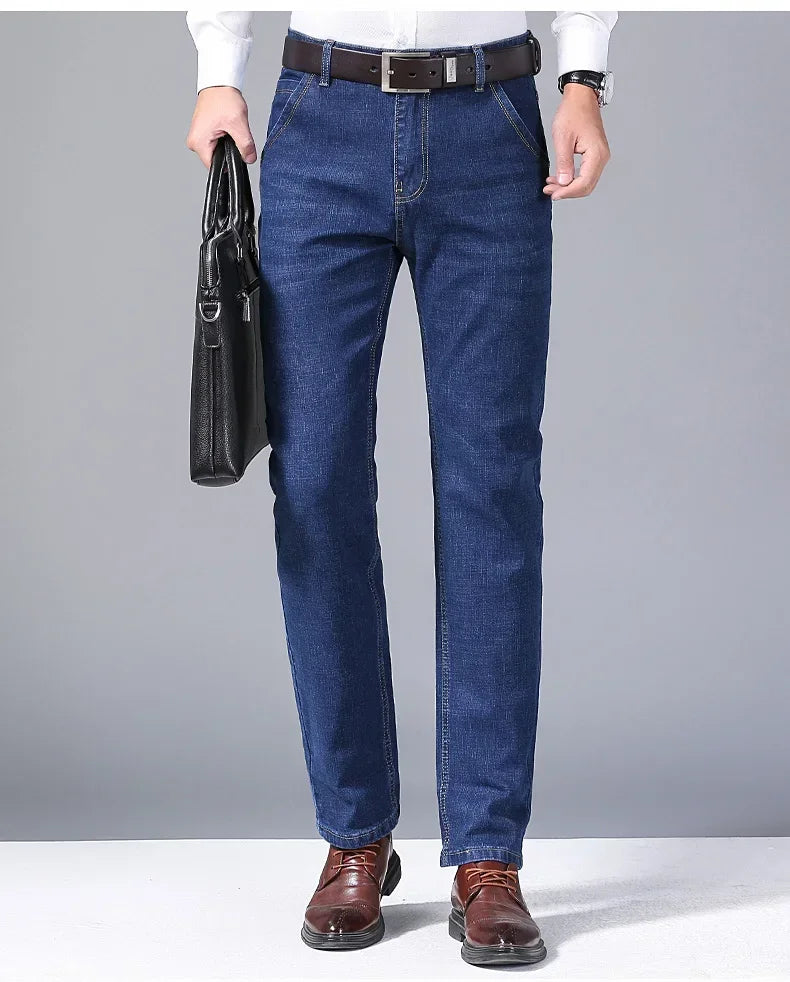 Men's Spring Autumn Vintage Black Business Jeans Men Casual Straight Stretch Classic Work Denim Trousers  Comfortable  Pant