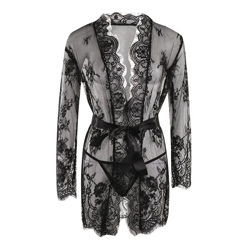 Kimono Dentelle Transparent Femme
