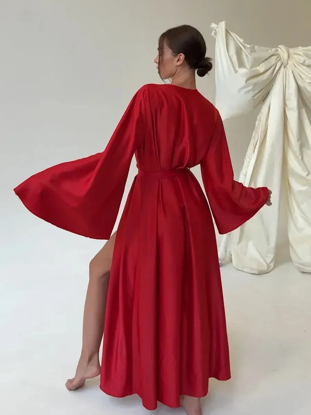 Robe longue femme d’hiver – Ceinture et manches longues