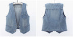 Gilet en jean femme – Col V et fermeture boutonnée